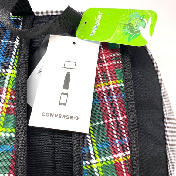 💖MEGA SALE💖Converse 10019901-A01 Go 2 Patterned Check Backpack Black White - Picture 5 of 7